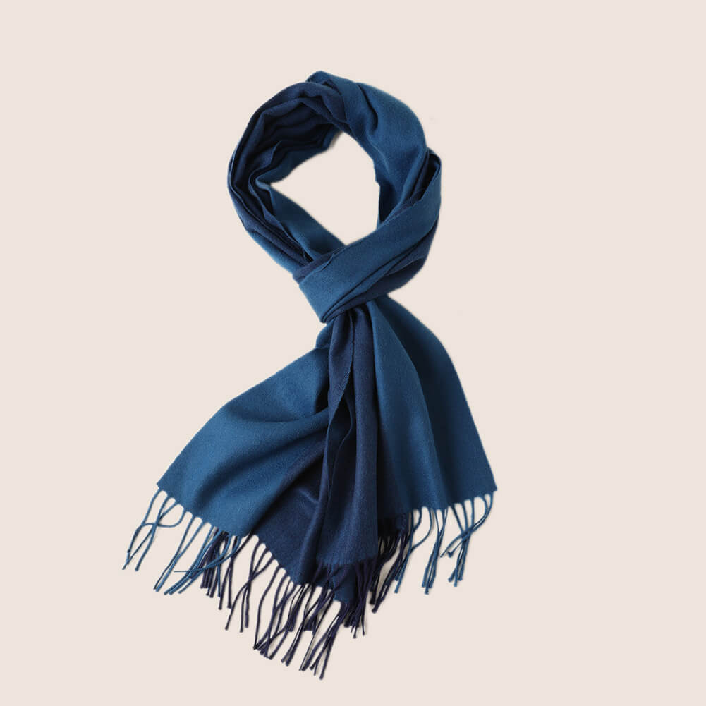 Blue Pure Cashmere Panel Multicolor Scarf