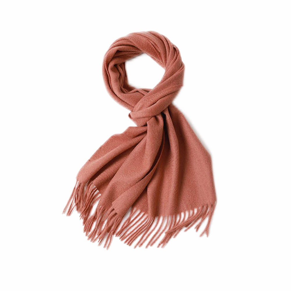 Red Cashmere Water Ripple Fringe Scarf