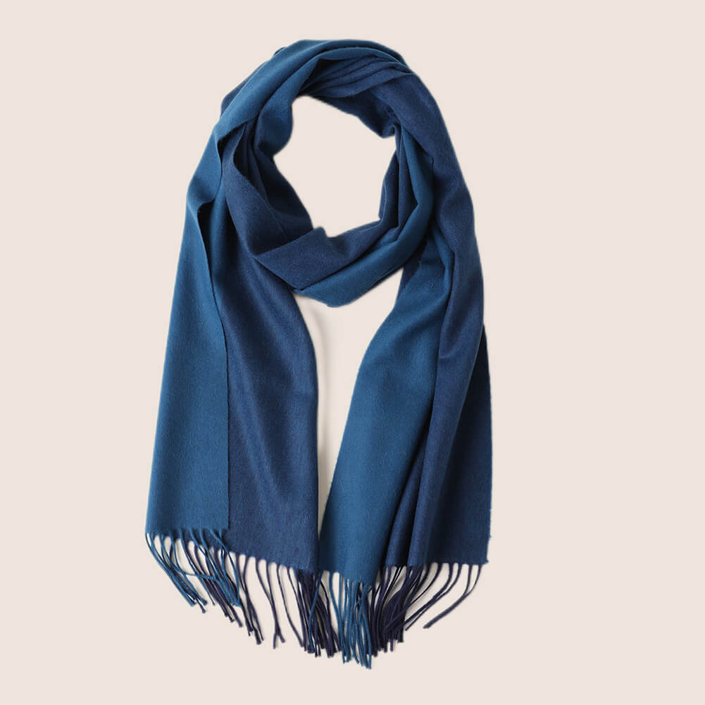Blue Pure Cashmere Panel Multicolor Scarf