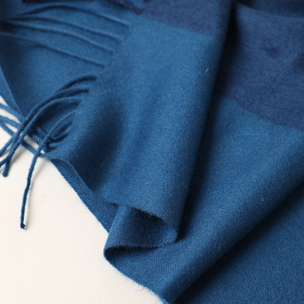 Blue Pure Cashmere Panel Multicolor Scarf