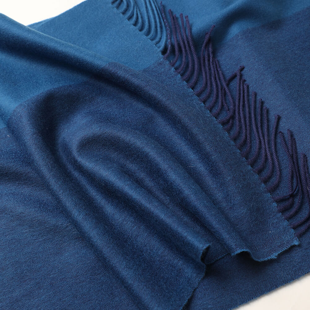 Blue Pure Cashmere Panel Multicolor Scarf