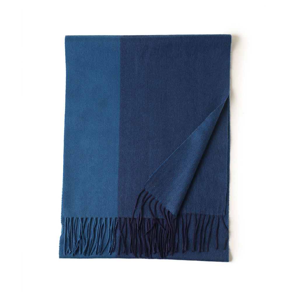 Blue Pure Cashmere Panel Multicolor Scarf