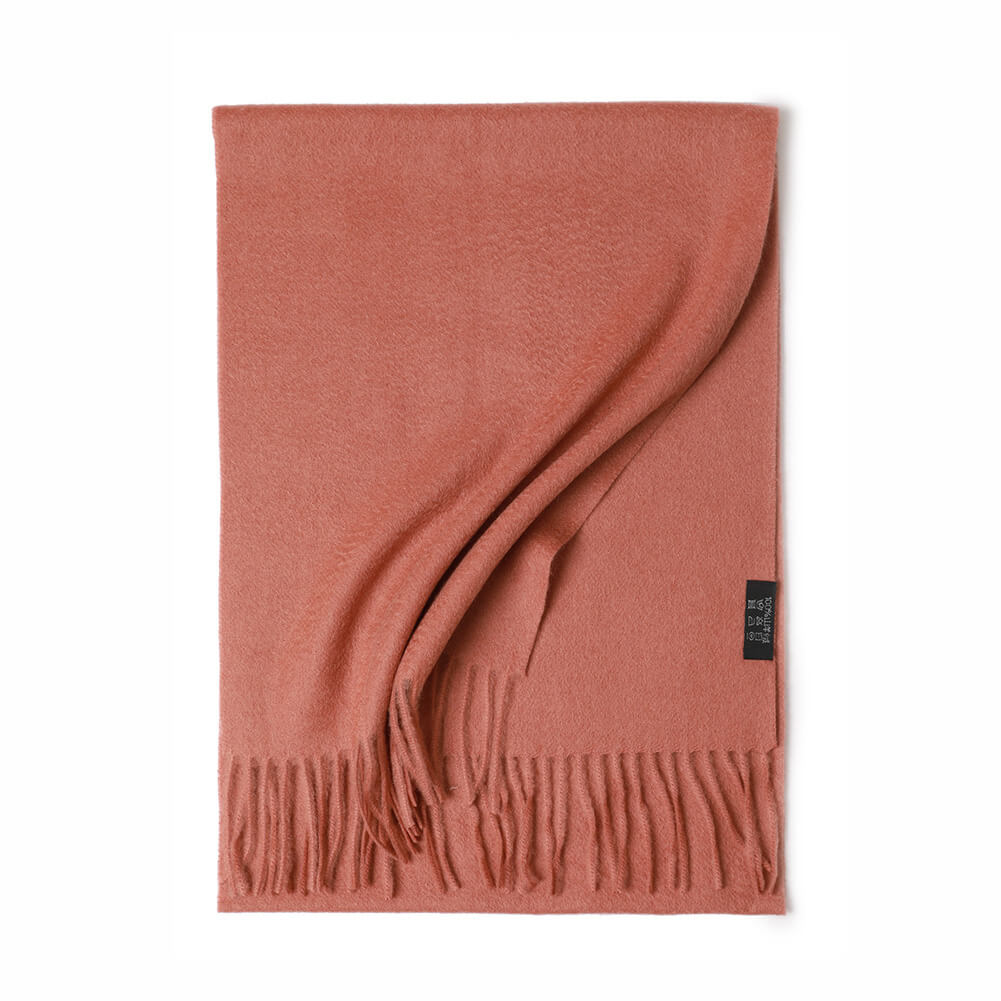 Red Cashmere Water Ripple Fringe Scarf