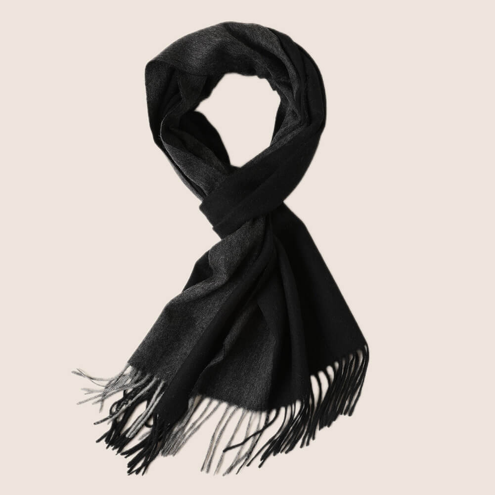 Black Pure Cashmere Panel Multicolor Scarf
