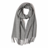 Load image into Gallery viewer, Grey Cashmere Water Ripple Fringe Scarf