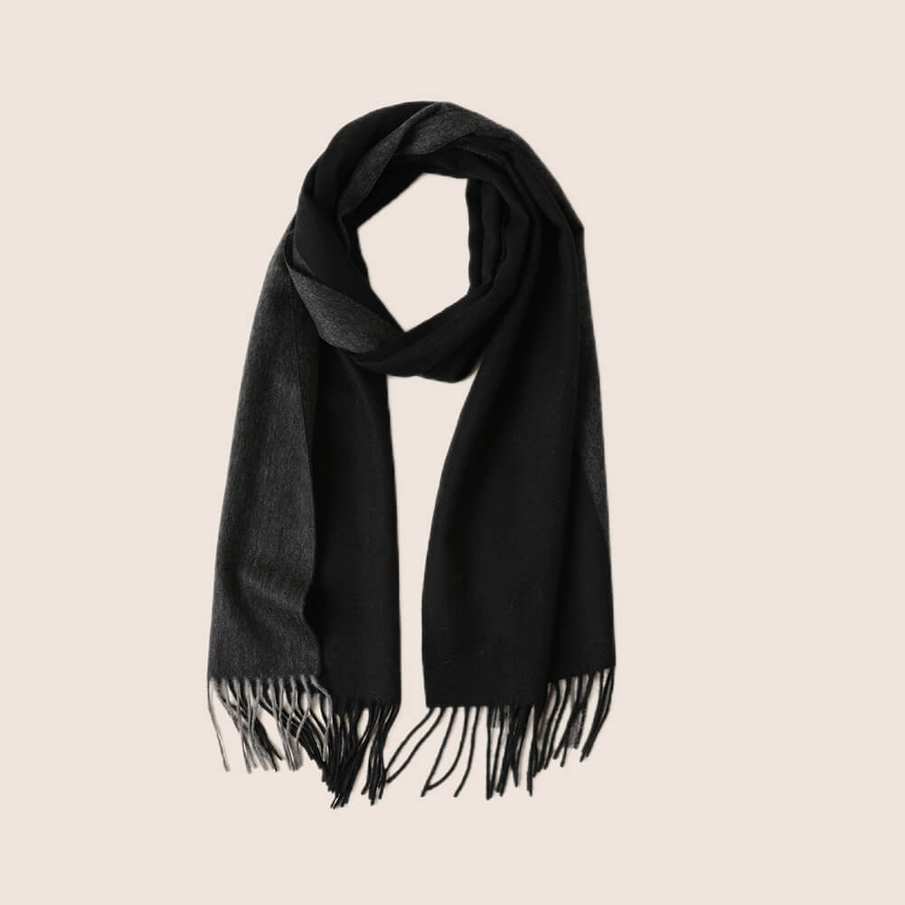 Black Pure Cashmere Panel Multicolor Scarf