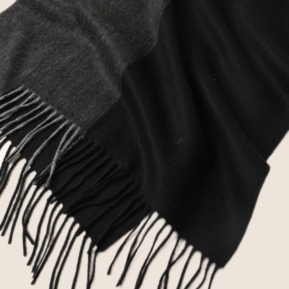 Black Pure Cashmere Panel Multicolor Scarf