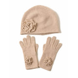 Charger l&#39;image dans la galerie, Ensembles de gants en cachemire avec chapeau en cachemire rose tricoté