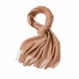 Charger l&#39;image dans la galerie, Écharpe à franges ondulées en cachemire Camel