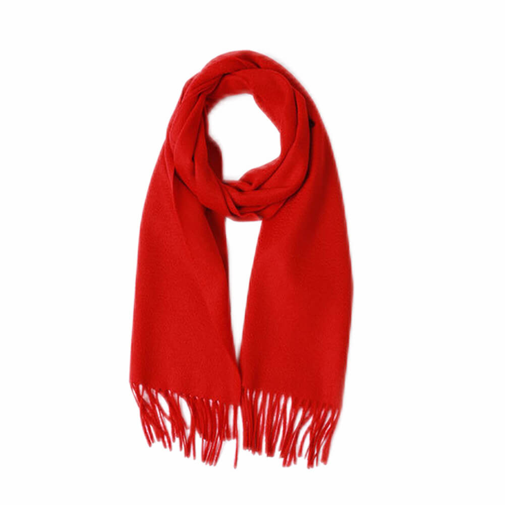 Red Cashmere Water Ripple Fringe Scarf