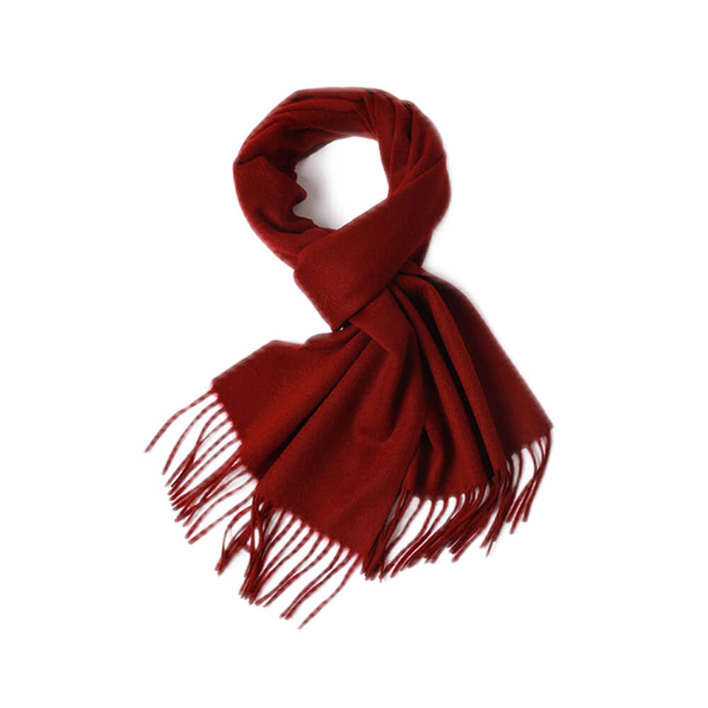 Red Cashmere Water Ripple Fringe Scarf