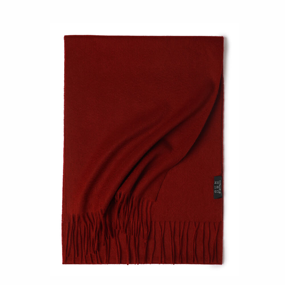 Red Cashmere Water Ripple Fringe Scarf