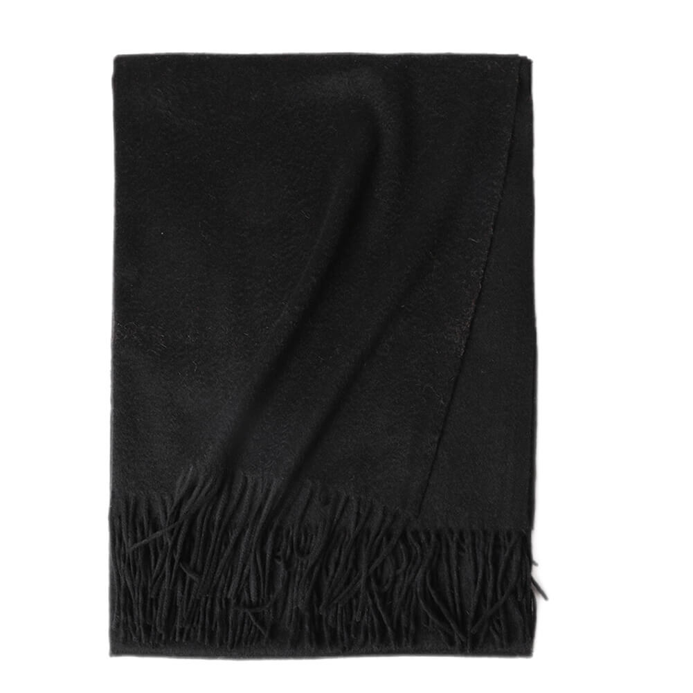 Black Cashmere Water Ripple Fringe Shawl