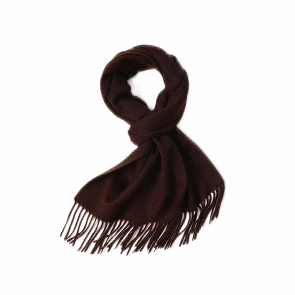 Brown Cashmere Water Ripple Fringe Scarf