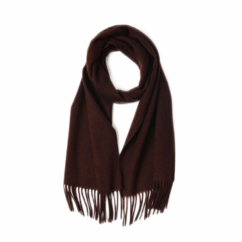 Brown Cashmere Water Ripple Fringe Scarf