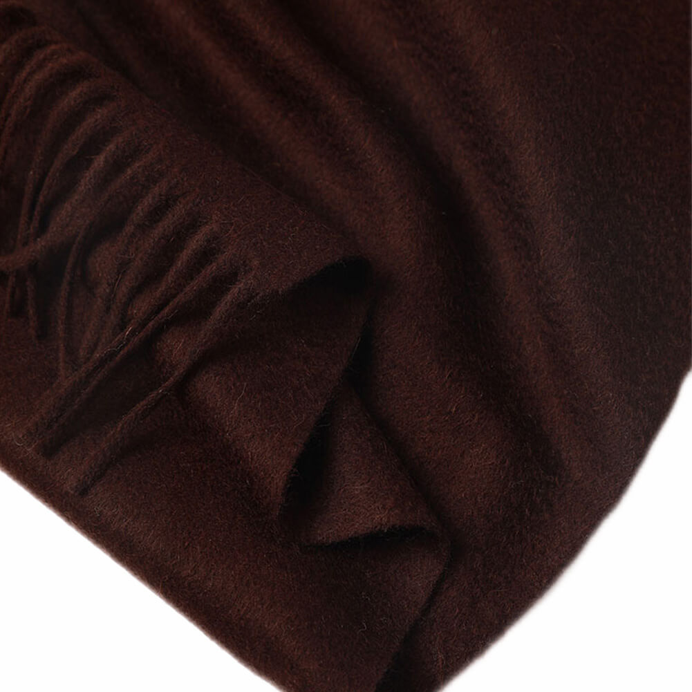 Brown Cashmere Water Ripple Fringe Scarf