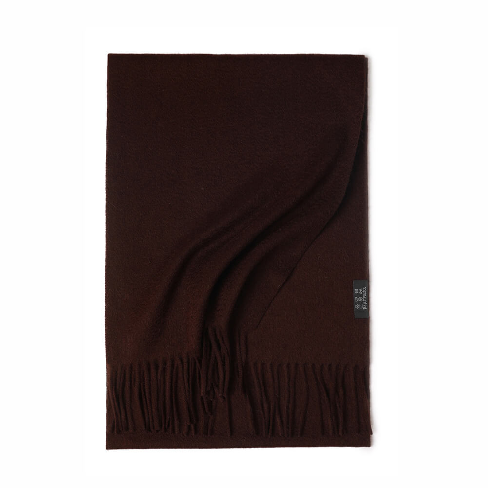 Brown Cashmere Water Ripple Fringe Scarf