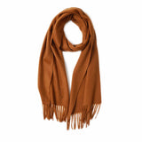 Charger l&#39;image dans la galerie, Écharpe à franges ondulées en cachemire Camel