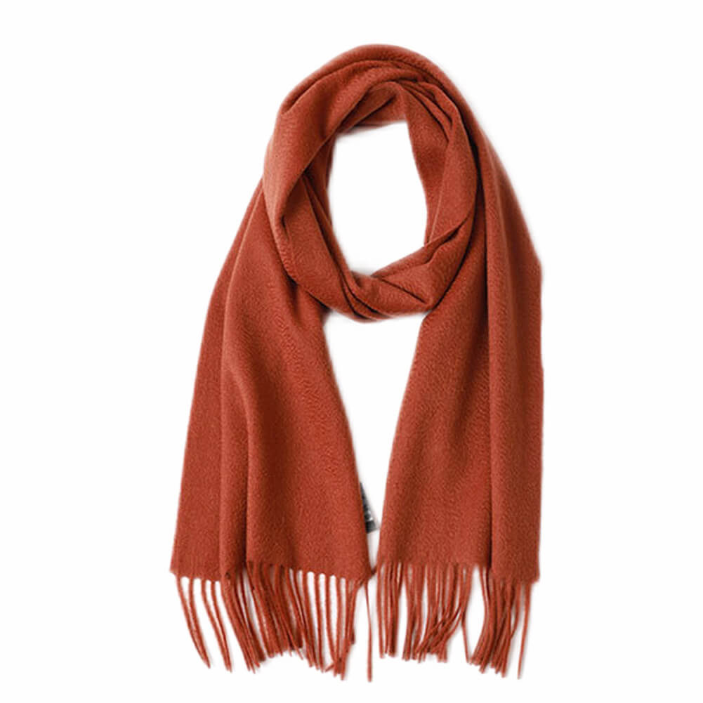 Brown Cashmere Water Ripple Fringe Scarf