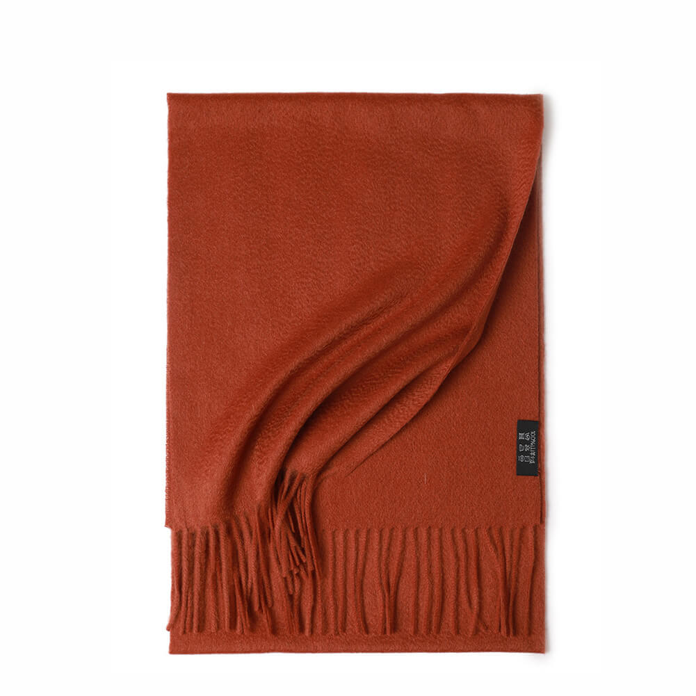 Brown Cashmere Water Ripple Fringe Scarf