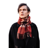 Charger l&#39;image dans la galerie, Écharpe à franges en cachemire rouge