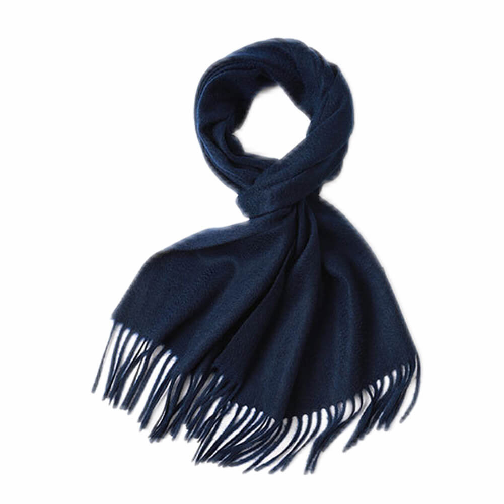 Blue Cashmere Water Ripple Fringe Scarf