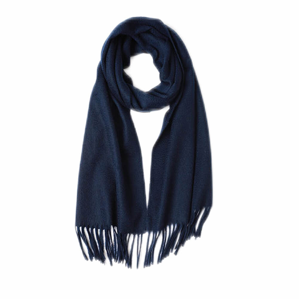 Blue Cashmere Water Ripple Fringe Scarf