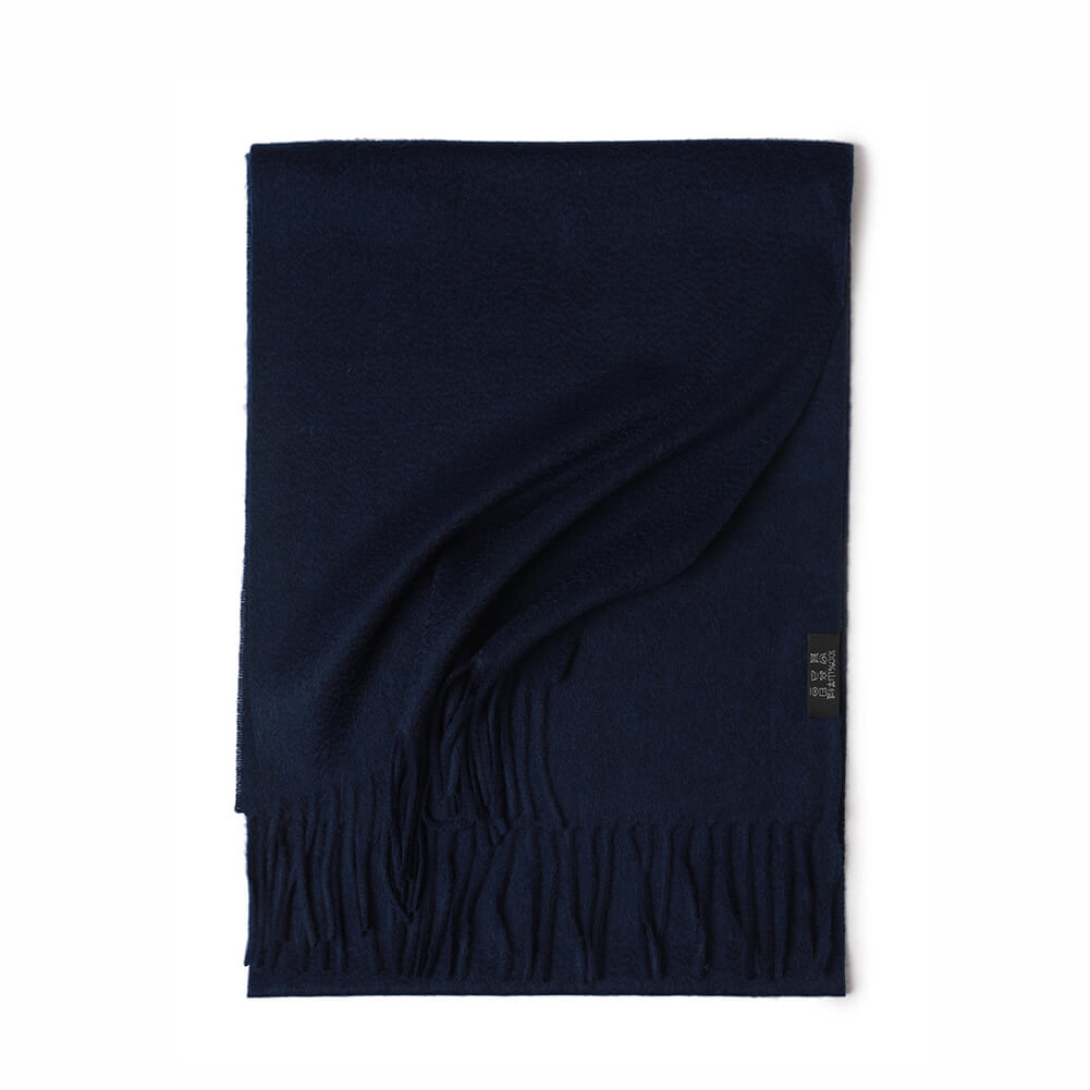 Blue Cashmere Water Ripple Fringe Scarf