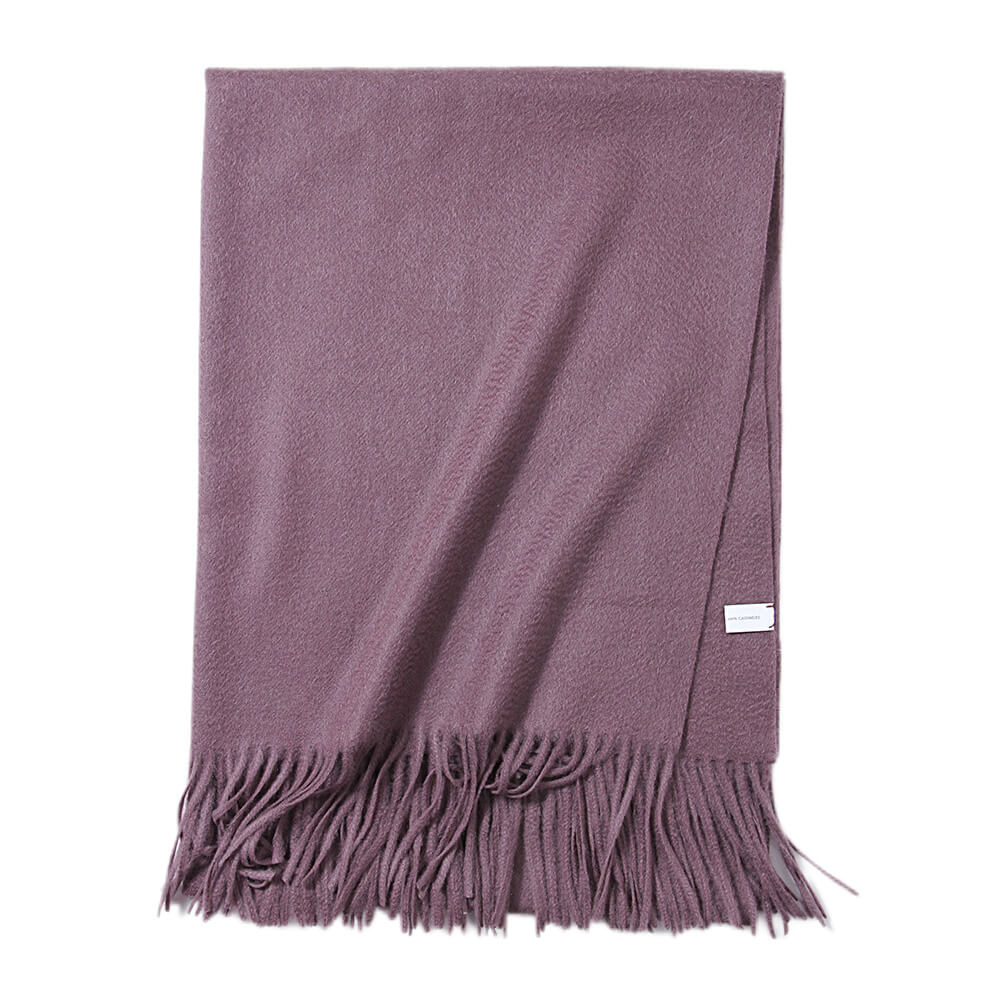 Purple Cashmere Water Ripple Fringe Shawl