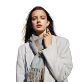 Load image into Gallery viewer, Blue Color Cashmere Plaid Fringe Scarf