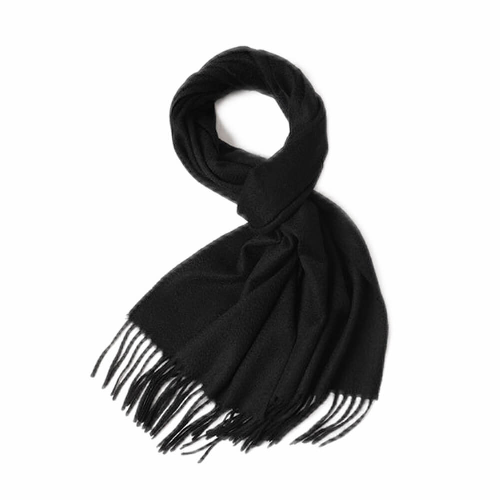Black Cashmere Water Ripple Fringe Scarf
