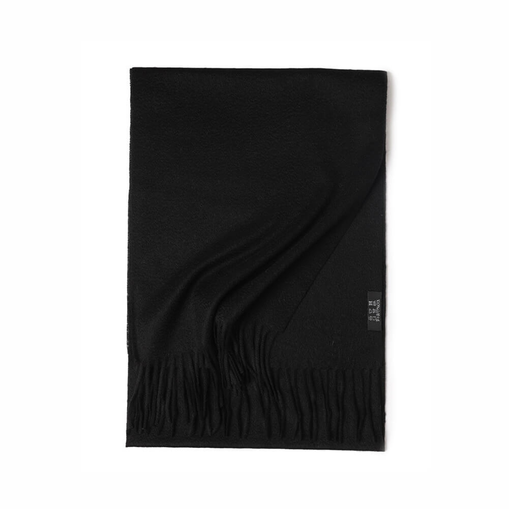 Black Cashmere Water Ripple Fringe Scarf