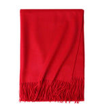 Cargar imagen en el visor de la galería, Chal con flecos ondulados de agua de cachemira roja