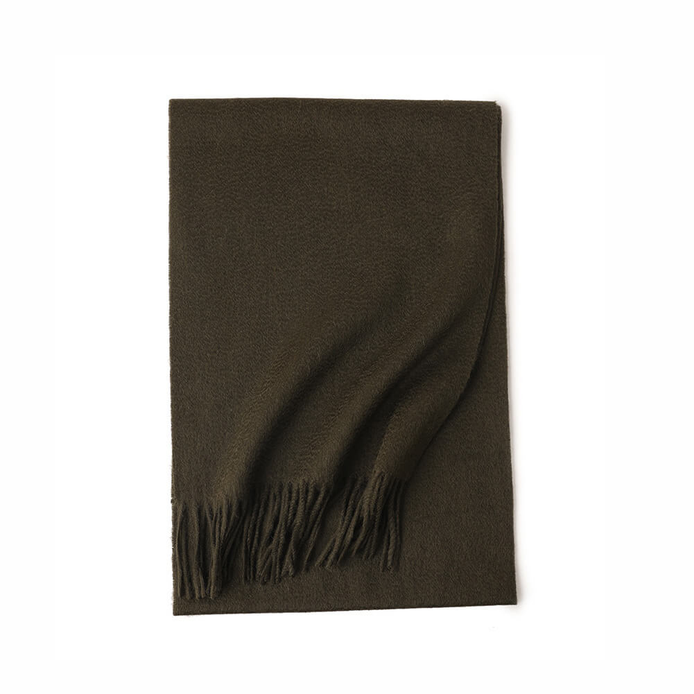 Green Cashmere Water Ripple Fringe Scarf