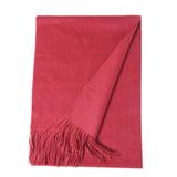 Cargar imagen en el visor de la galería, Chal con flecos ondulados de agua de cachemira roja