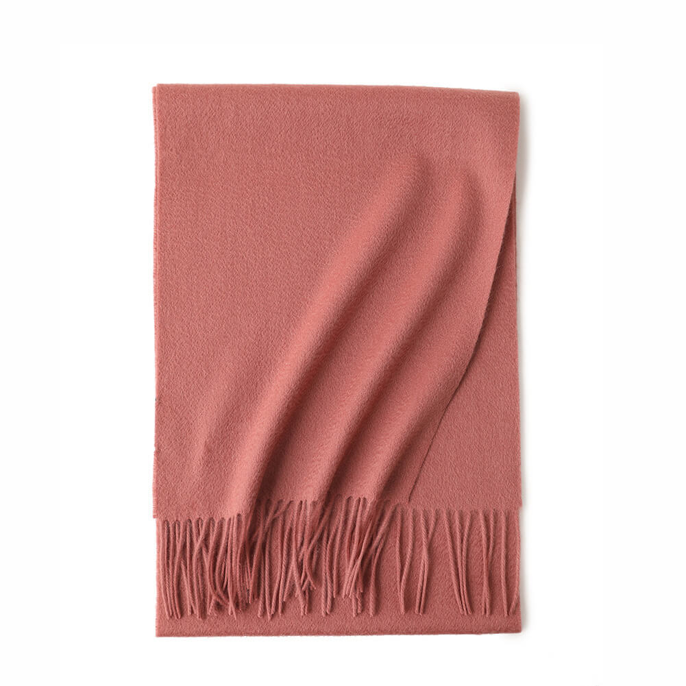 Pink Cashmere Water Ripple Fringe Scarf