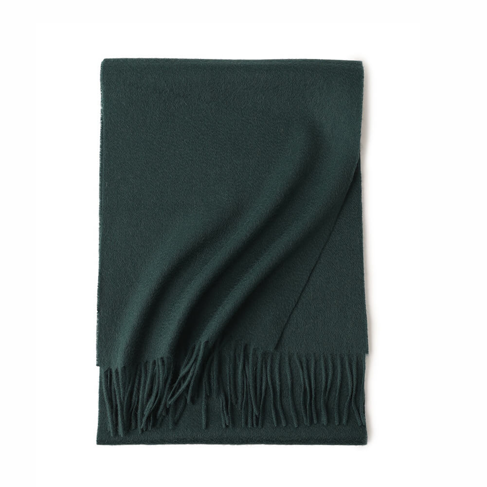 Green Cashmere Water Ripple Fringe Scarf