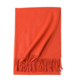 Cargar imagen en el visor de la galería, Chal con flecos ondulados de agua de cachemira roja