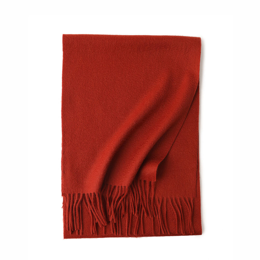 Brown Cashmere Water Ripple Fringe Scarf