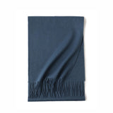 Load image into Gallery viewer, Blue Cashmere Water Ripple Fringe Scarf