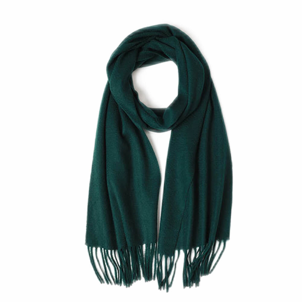 Green Cashmere Water Ripple Fringe Scarf
