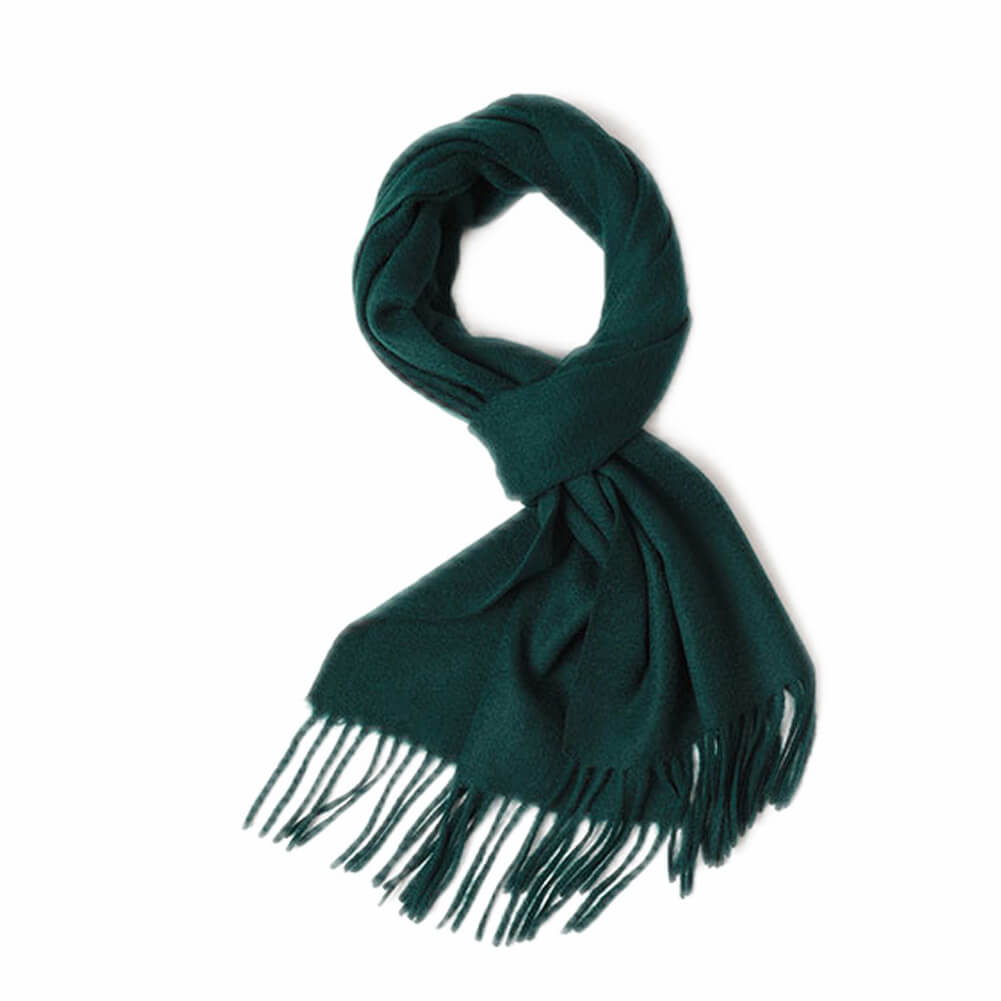 Green Cashmere Water Ripple Fringe Scarf