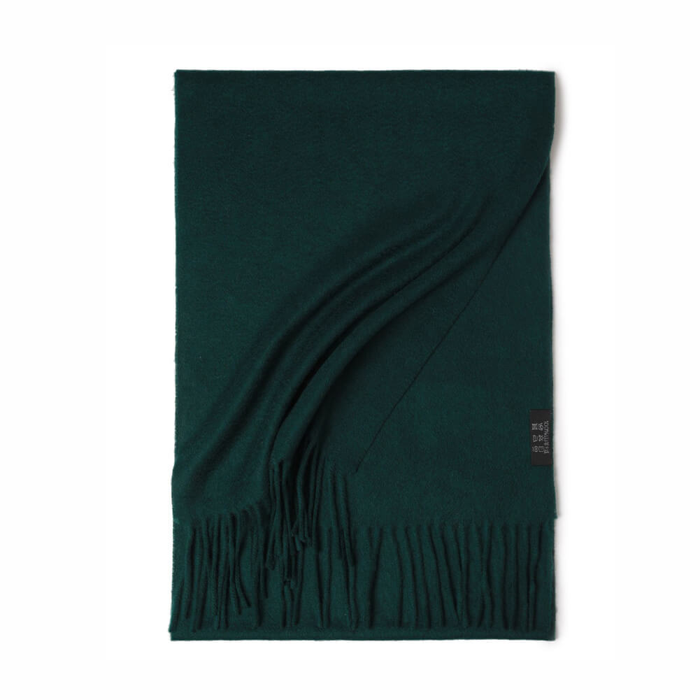 Green Cashmere Water Ripple Fringe Scarf