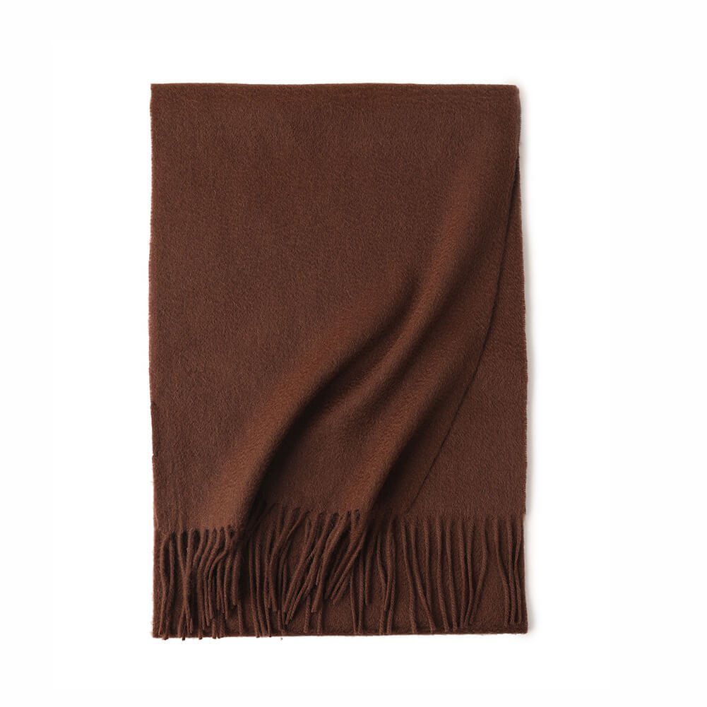Brown Cashmere Water Ripple Fringe Scarf