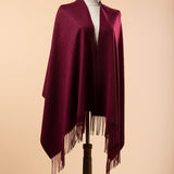 Load image into Gallery viewer, Wine Red Cashmere Wrap Blanket Scarf