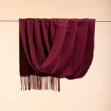 Load image into Gallery viewer, Wine Red Cashmere Wrap Blanket Scarf