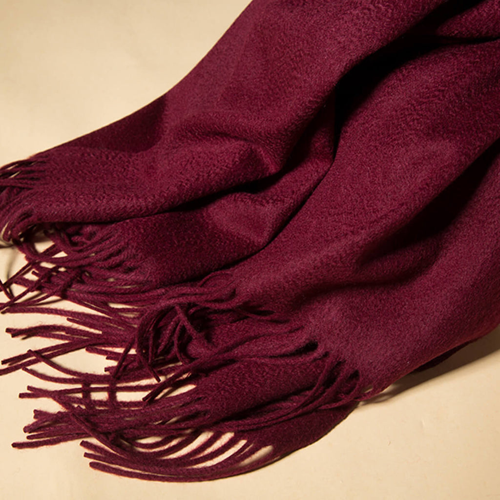 Men's  Wine Red Cashmere Blanket Scarf