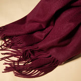 Load image into Gallery viewer, Wine Red Cashmere Wrap Blanket Scarf