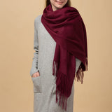 Load image into Gallery viewer, Wine Red Cashmere Wrap Blanket Scarf