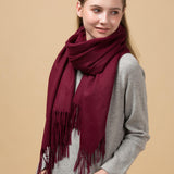 Load image into Gallery viewer, Wine Red Cashmere Wrap Blanket Scarf